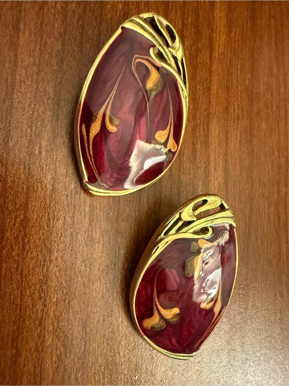 Vintage Berebi Enamel Goldtone Large Earrings